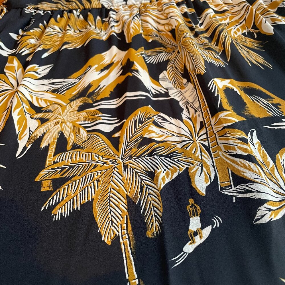 NWOT Size 14 H&M black white and golden yellow Hawaiian-print dress - Picture 11 of 15